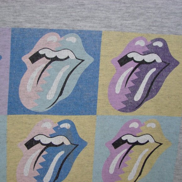 Rolling Stones Tee Shirt Top Lips Tongue Band Tee Gray Pastels Large - Picture 5 of 8
